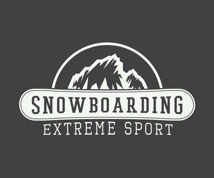 Vintage snowboarding logo, badge, emblem and design elements. 