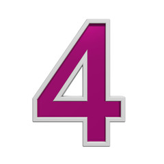 Fototapeta premium One digit from pink glass with white frame alphabet set, isolated on white. Computer generated 3D photo rendering.