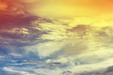 Fototapeta premium colorful sky background with cloud, sun rays of global warming