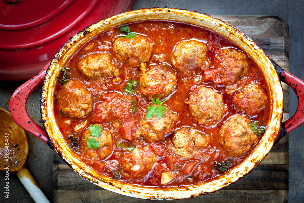 Wall mural meatballs casserole