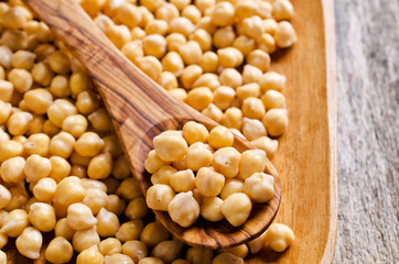 Grains of raw chickpeas