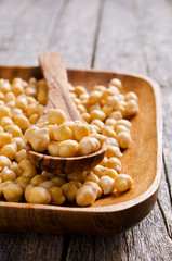 Grains of raw chickpeas