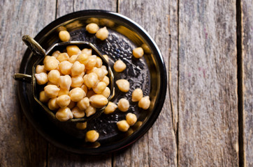 Grains of raw chickpeas