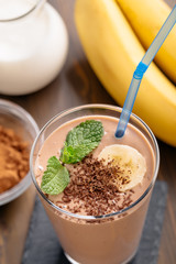 Chocolate banana smoothie above