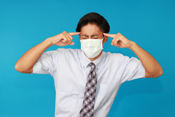 風邪に罹患した男性