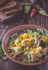 Vegetable and mushroom stew rustic