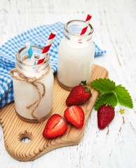 Milk and strawberries