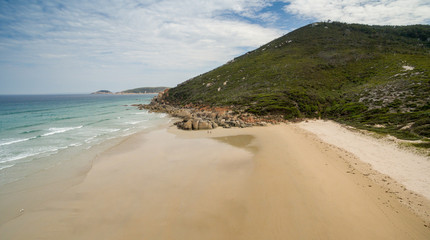 Aerial view of Wilsons Promontory coastline, Australia