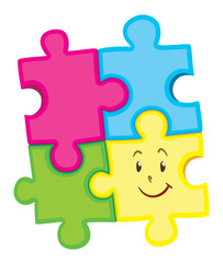 Obraz premium Jigsaw puzzle pieces with happy face