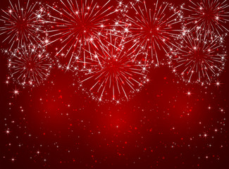 Sparkle firework on red background