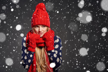 Fototapeta na wymiar Christmas girl, winter concept