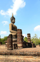 Old art and Buddha image at sukhothai historical park ,Thailand