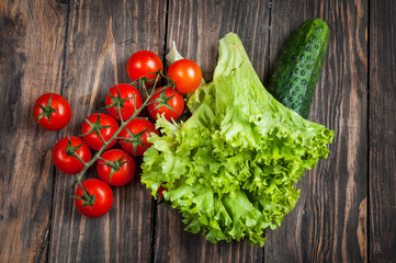 Fresh vegetables on wooden background
