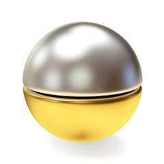 Silver and golden shining ball isolated on white  background