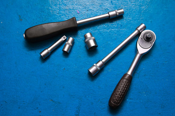 Instruments on a blue background