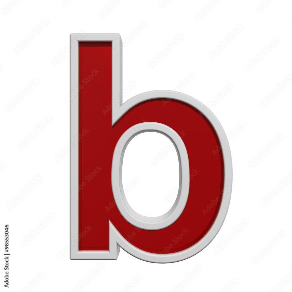 Fototapete one lower case letter from red glass with white frame alphabet set, isolated on white. computer gene