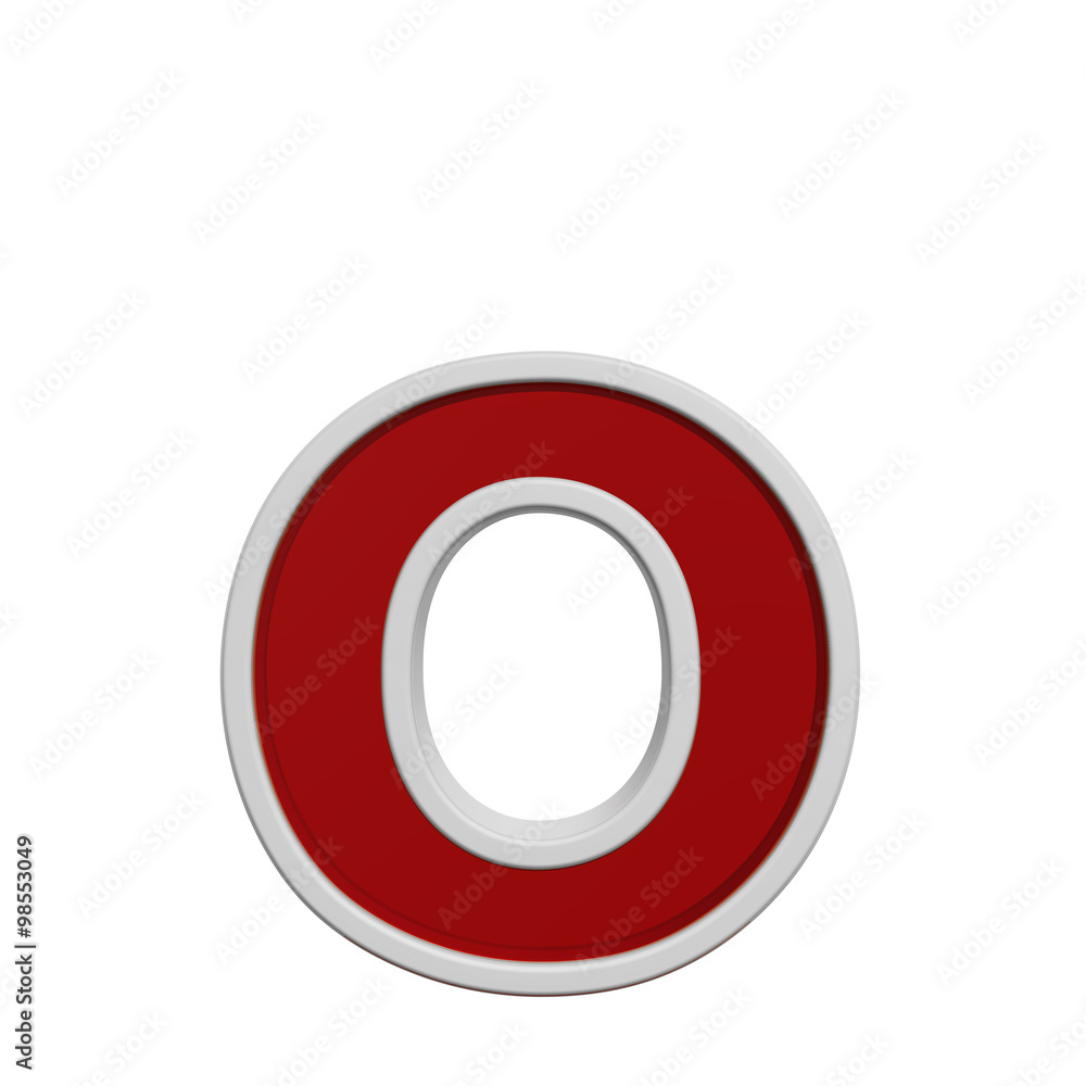 Fototapete One lower case letter from red glass with white frame alphabet set, isolated on white. Computer generated 3D photo rendering.