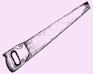 Hand saw, doodle style