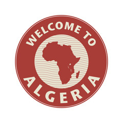 Emblem or stamp with text Welcome to Algeria