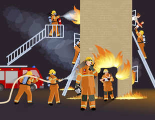 Naklejka premium Firefighter People Design Concept