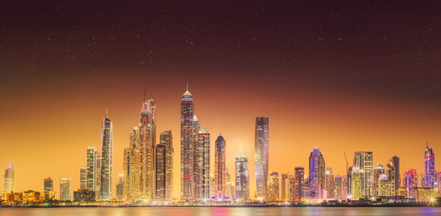 The beauty panorama of Dubai marina. UAE