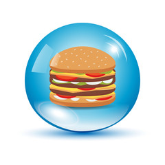 Burger in a water drop