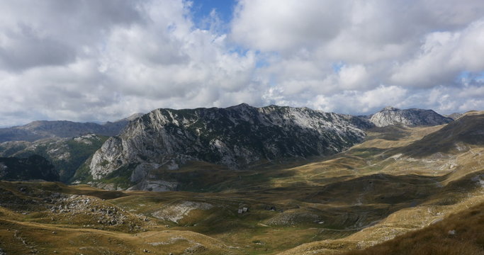 the mountains and the movement of clouds inside a national park Durmitor