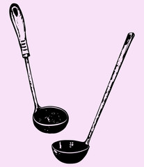 soup ladle, hand drawn, doodle style