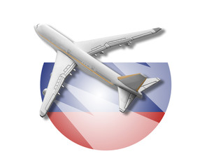 Plane and Russia flag.