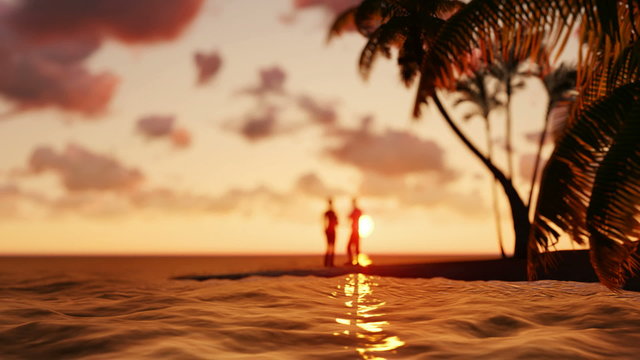 romantic couple on the tropical beach