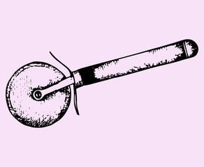 pizza cutter, doodle style, sketch illustration
