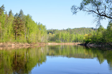 Fototapeta na wymiar Gauja river in spring morning in Sigulda, Lativa