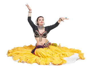 Beautiful exotic belly tribal dancer woman