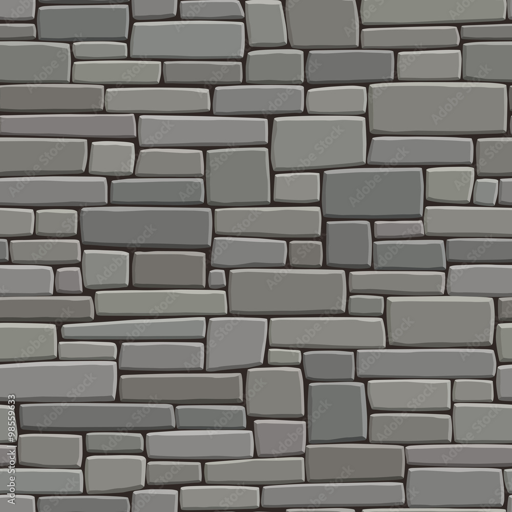 Wall mural seamless grey background wall of rectangular bricks.