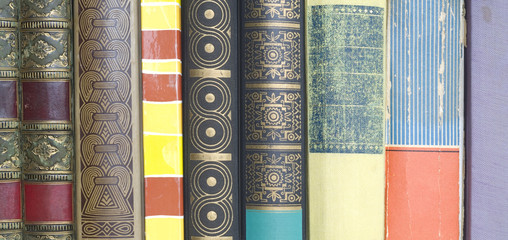 row of books, close up