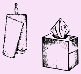 paper towel, wipes, doodle style, sketch illustration