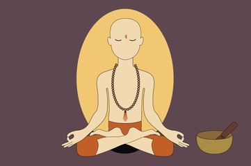 A monk doing yoga and meditation