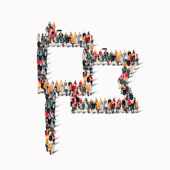 group  people form  flag 
