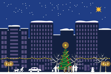 Christmas night town