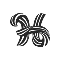 Fototapeta premium H letter logo formed by twisted lines.