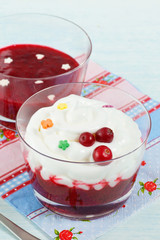 cranberry mousse with whipped cream