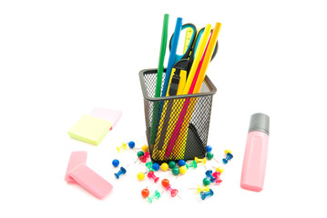 Fototapeta premium stickers and other stationery on white