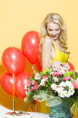 Birthday woman with flowers