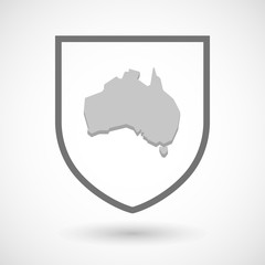 Line art shield icon with  a map of Australia