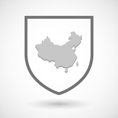 Line art shield icon with  a map of China