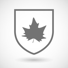 Line art shield icon with an autumn leaf tree