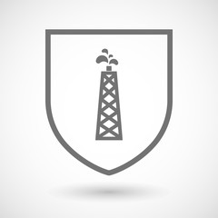 Line art shield icon with an oil tower