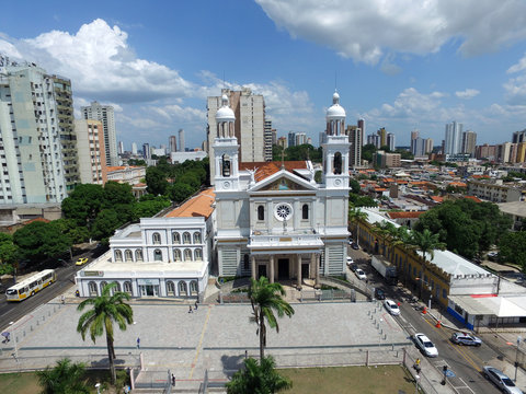 Aerial view Nossa Senhora Nazare Cathedral in Belem do Para, Brazil