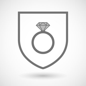 Line art shield icon with an engagement ring
