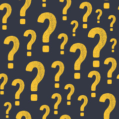 Vector grunge question mark seamless pattern. Query background. Question and answer concept